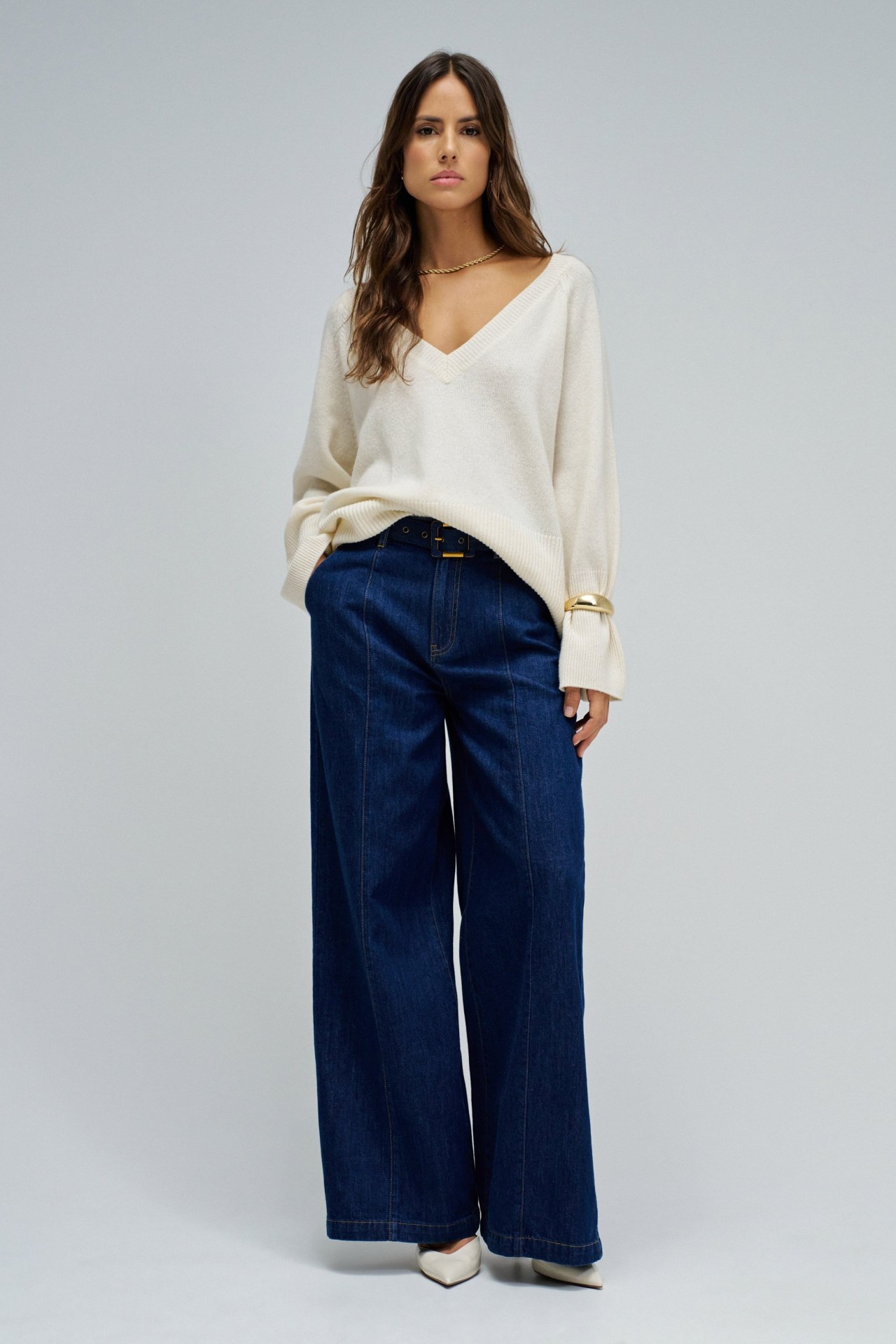 CAL�AS CHINO COM PERNA WIDE