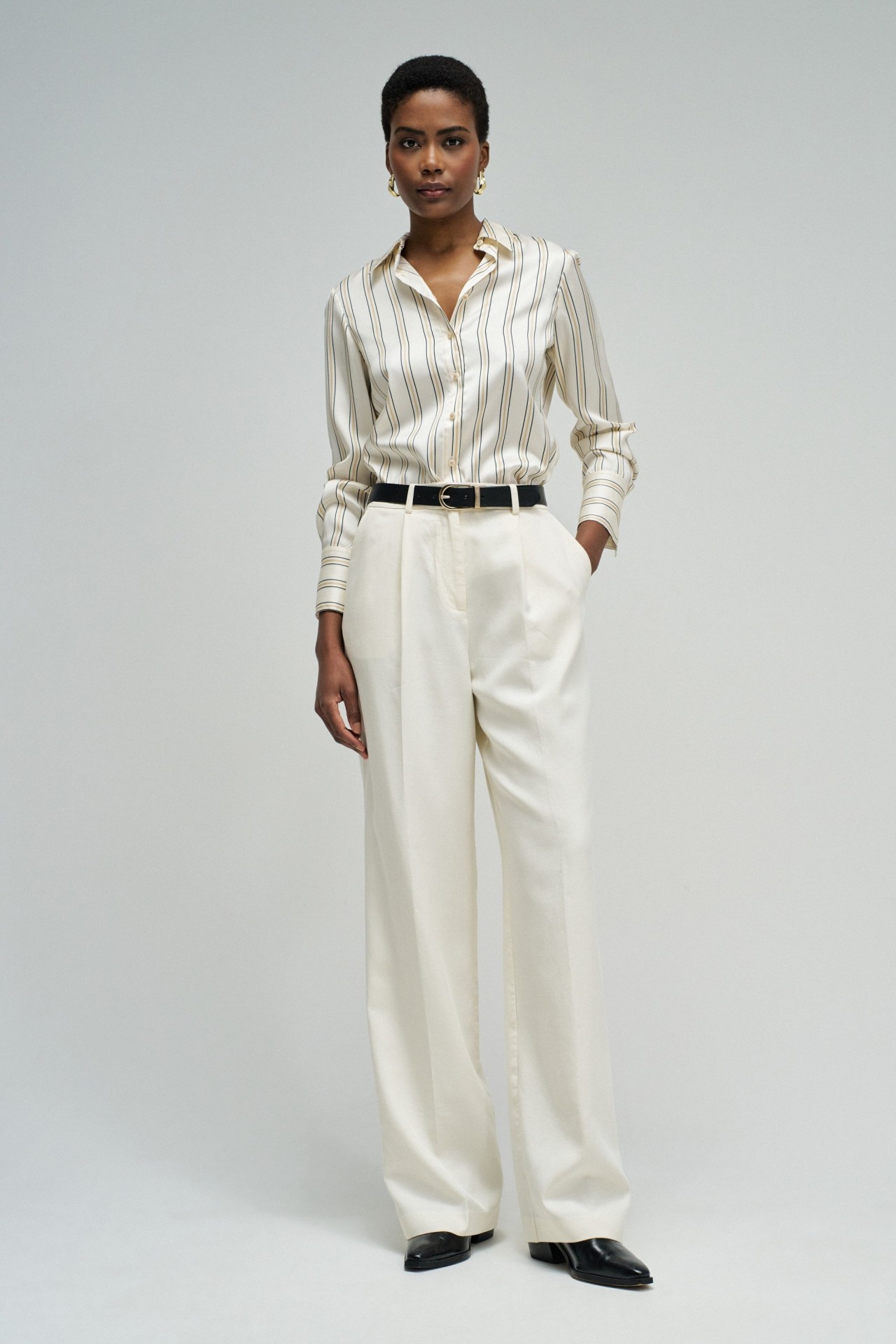 SATIN SHIRT WITH STRIPES