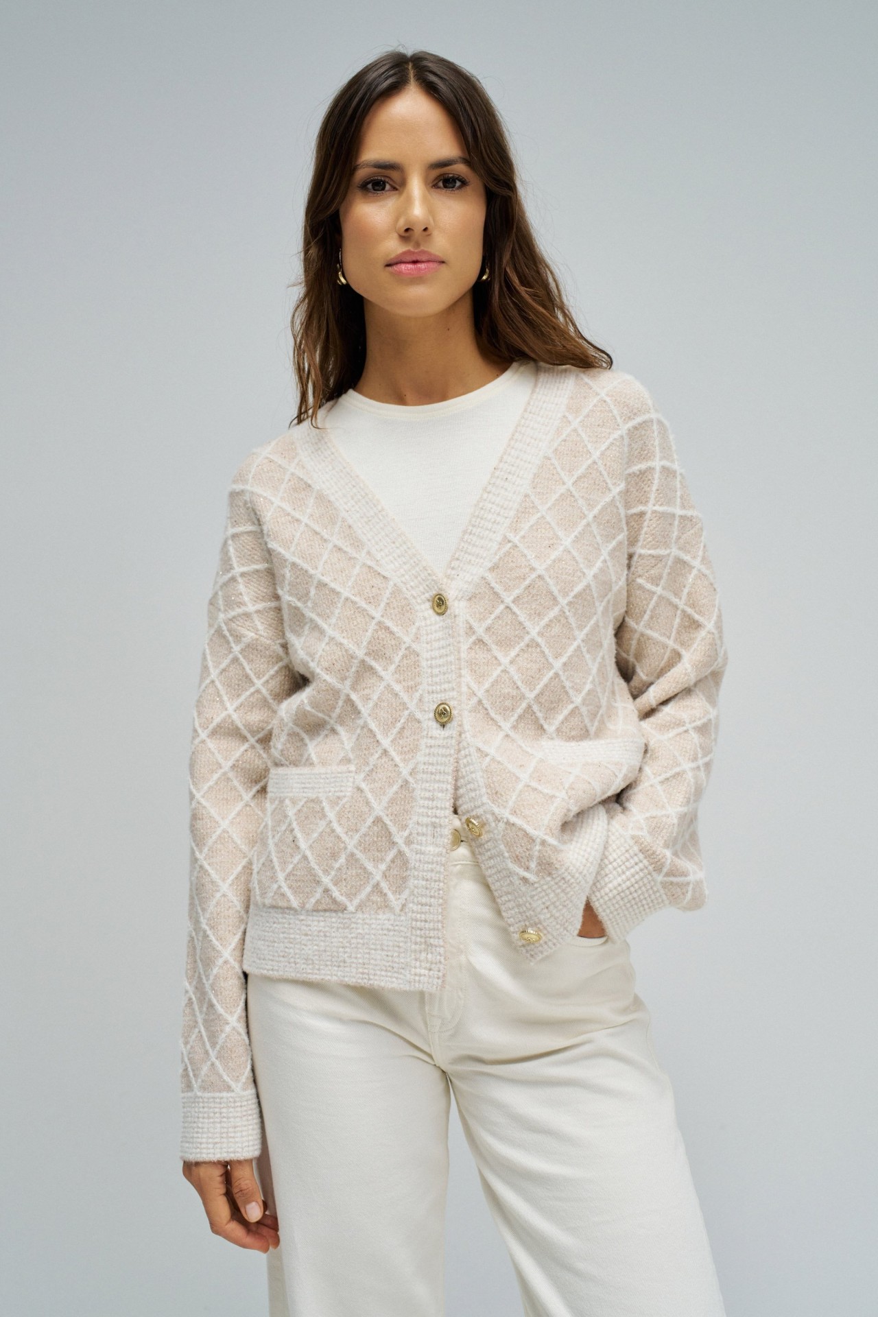 CARDIGAN WITH JACQUARD AND LUREX