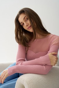 CAMISOLA CANELADA COM TRANSPAR�NCIA