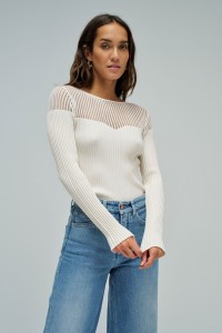 CAMISOLA CANELADA COM TRANSPAR�NCIA