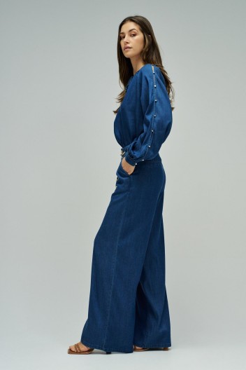 Pantalon évasé Femme Salsa Noir - Taille S - Neuf Avec étiquette - Style Vintage
