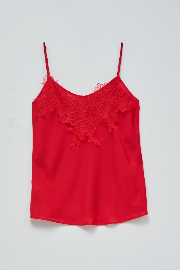 TOP SATINADO CON ENCAJE