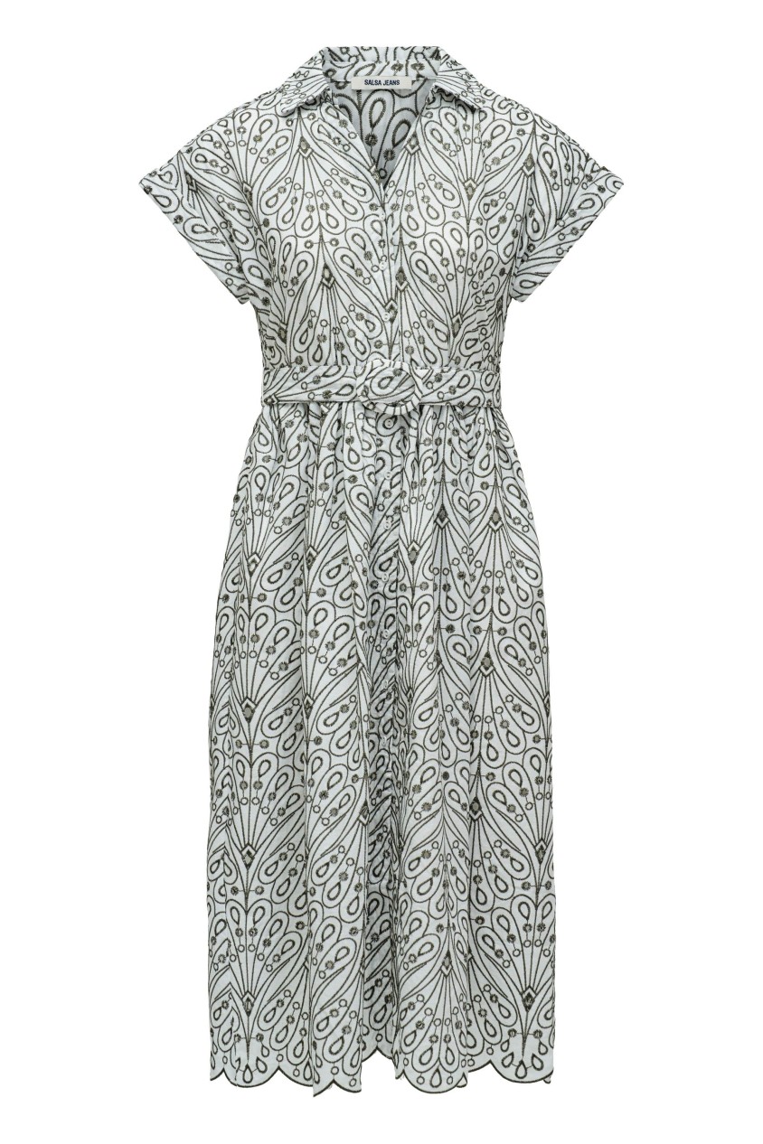 OUTLET MIDI DRESS EMBR, LIGHT BEIGE, XXL