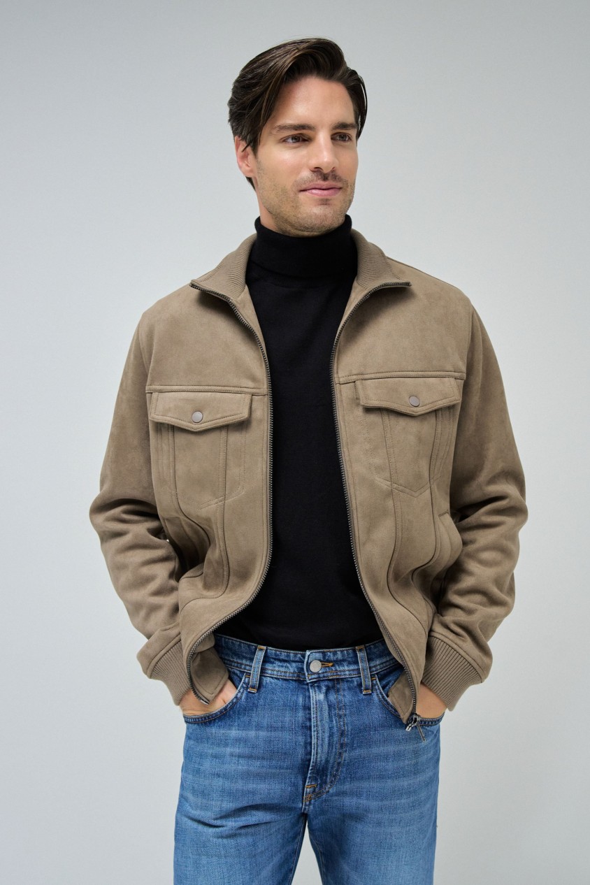 CASACO BOMBER EM SUEDE