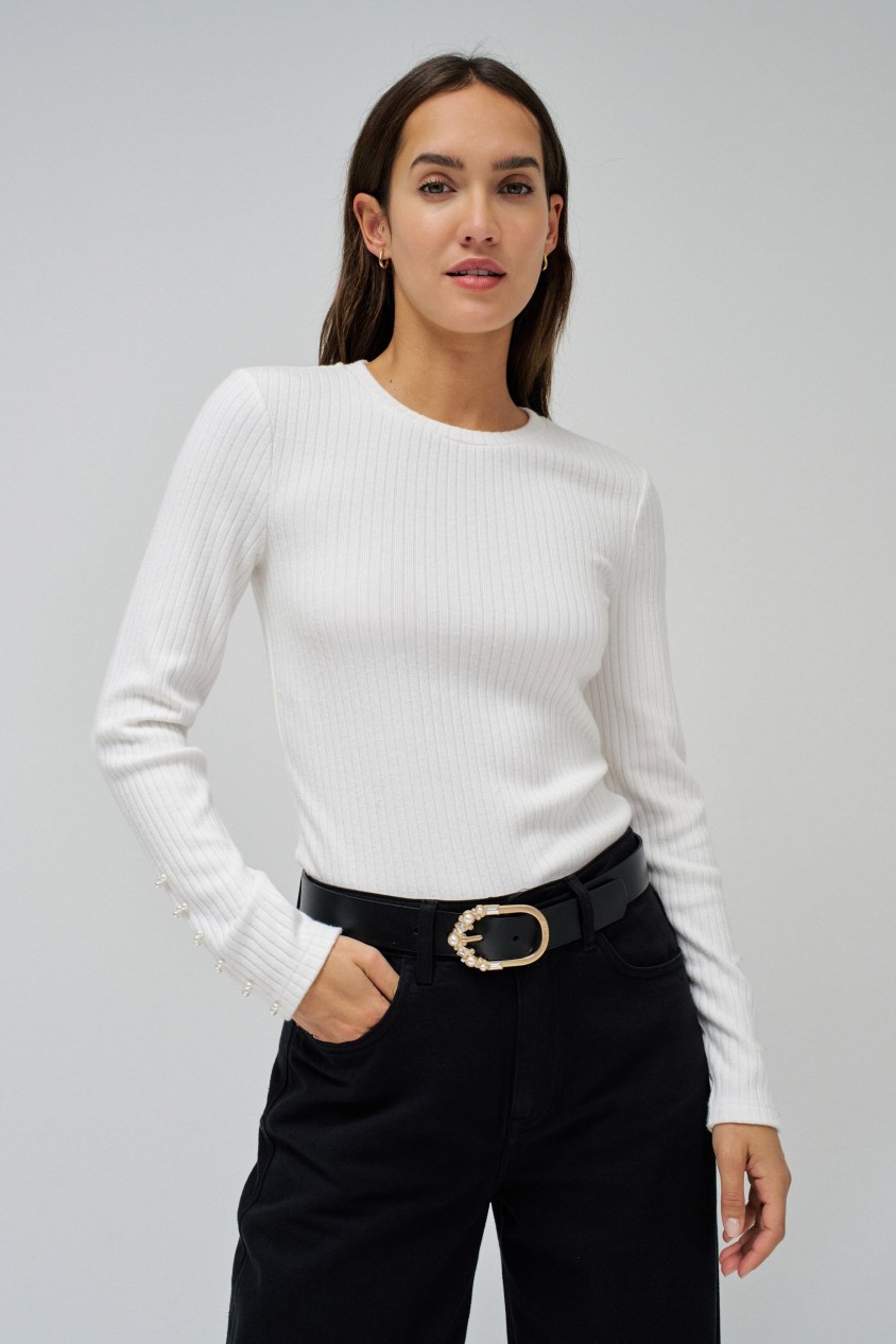 CAMISOLA DE MALHA FINA CANELADA