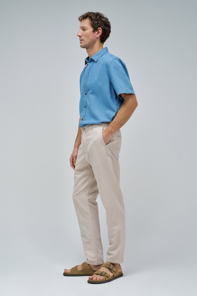 CHINO TROUSERS WITH LINEN BLEND