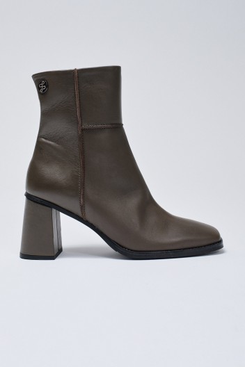 Salsa Jeans Brown Leather Round Toe Ankle Boots Brown Saddle Calf Leather Boots With Heel | Margaux main image 3