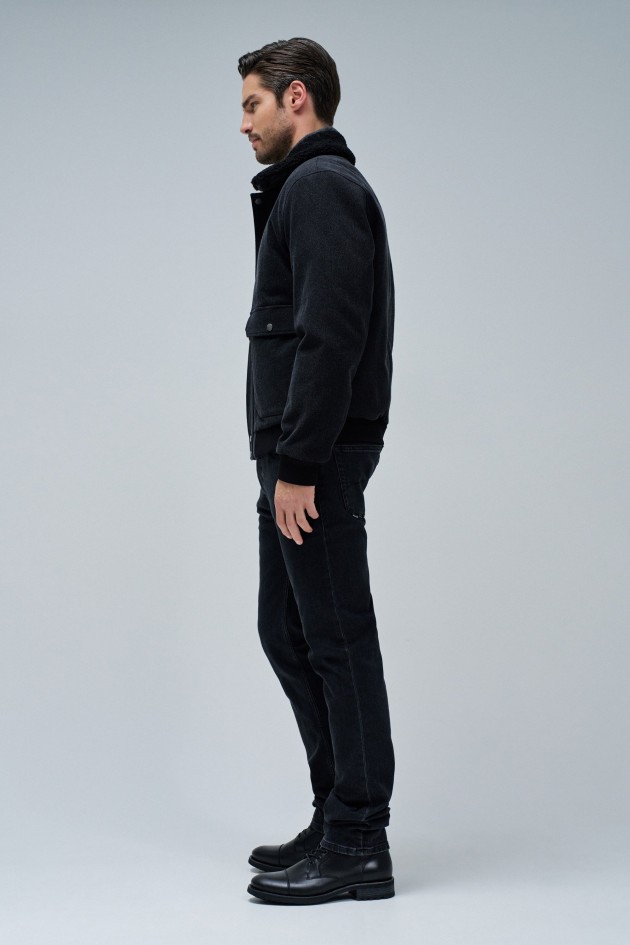 BOMBER JACKET WITH FUR COLLAR