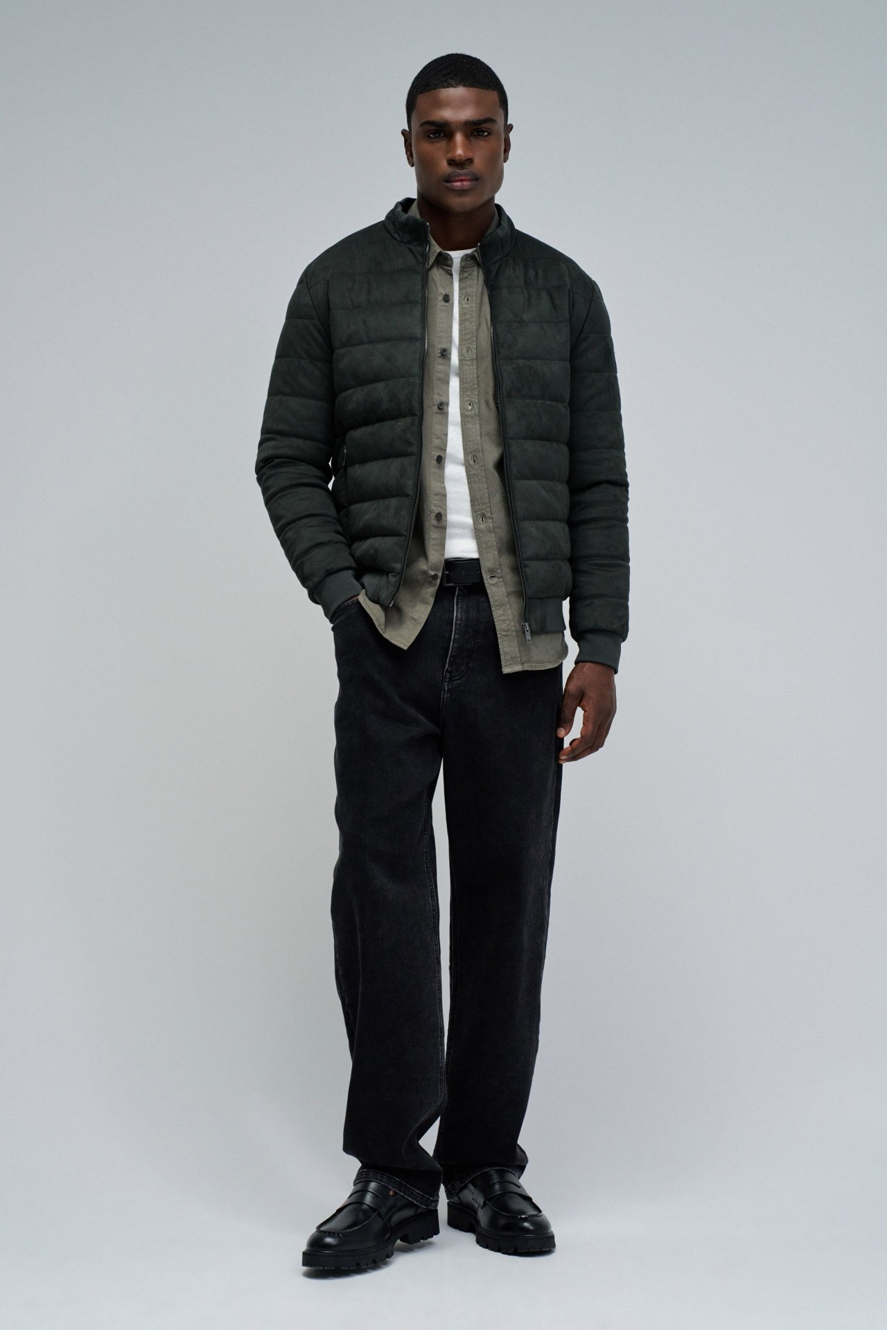 CASACO PUFFER EM SUEDE