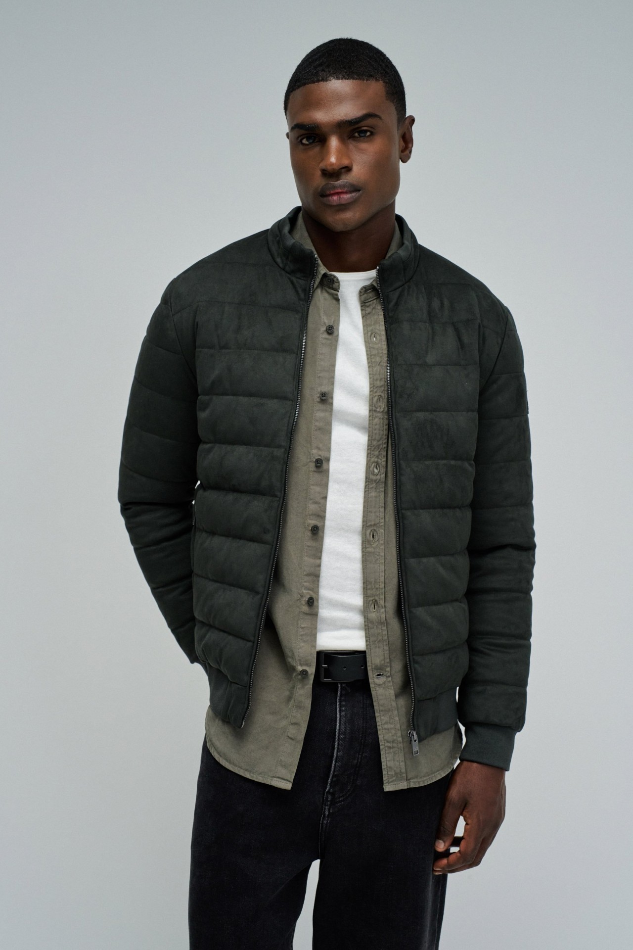 CASACO PUFFER EM SUEDE