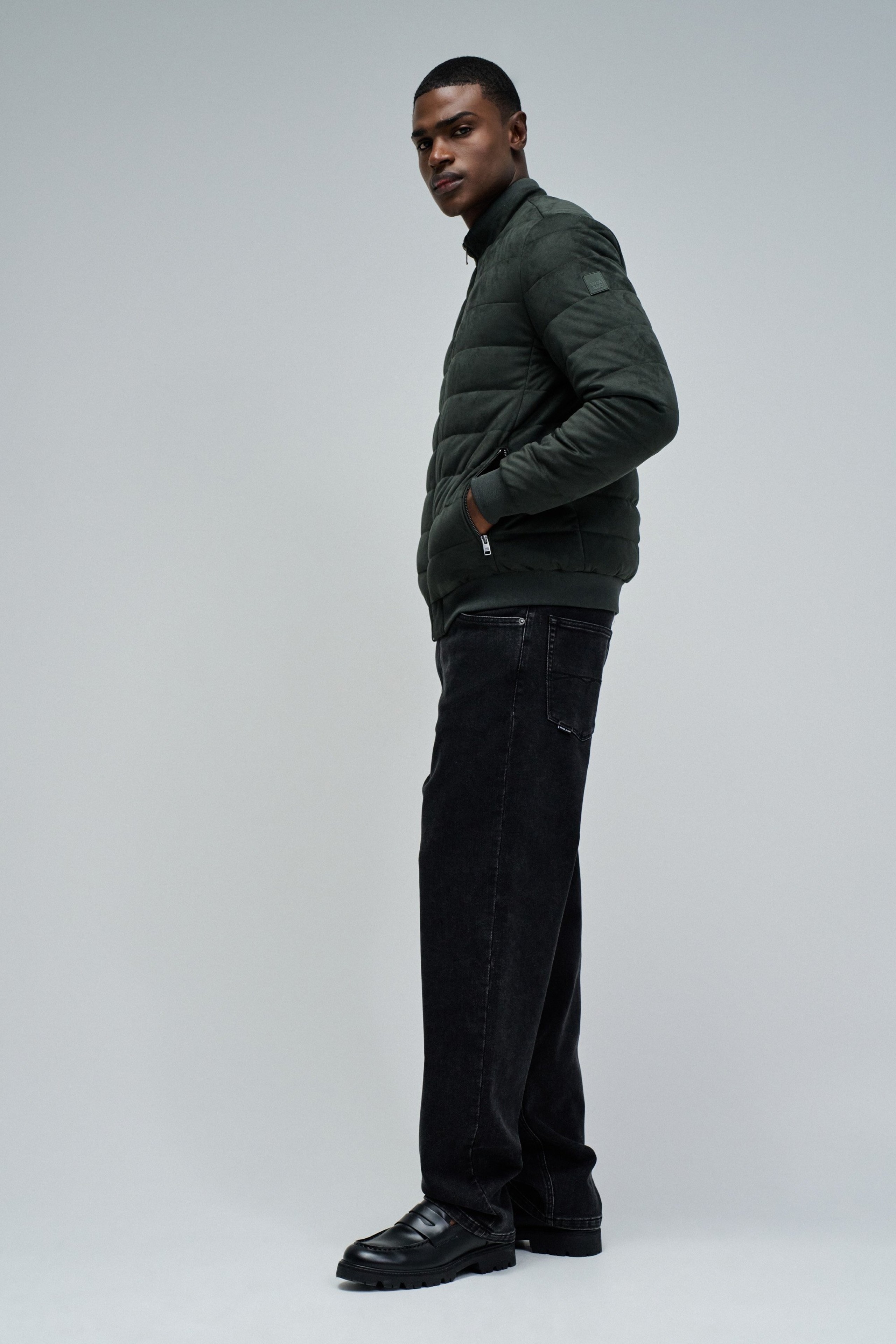 CASACO PUFFER EM SUEDE