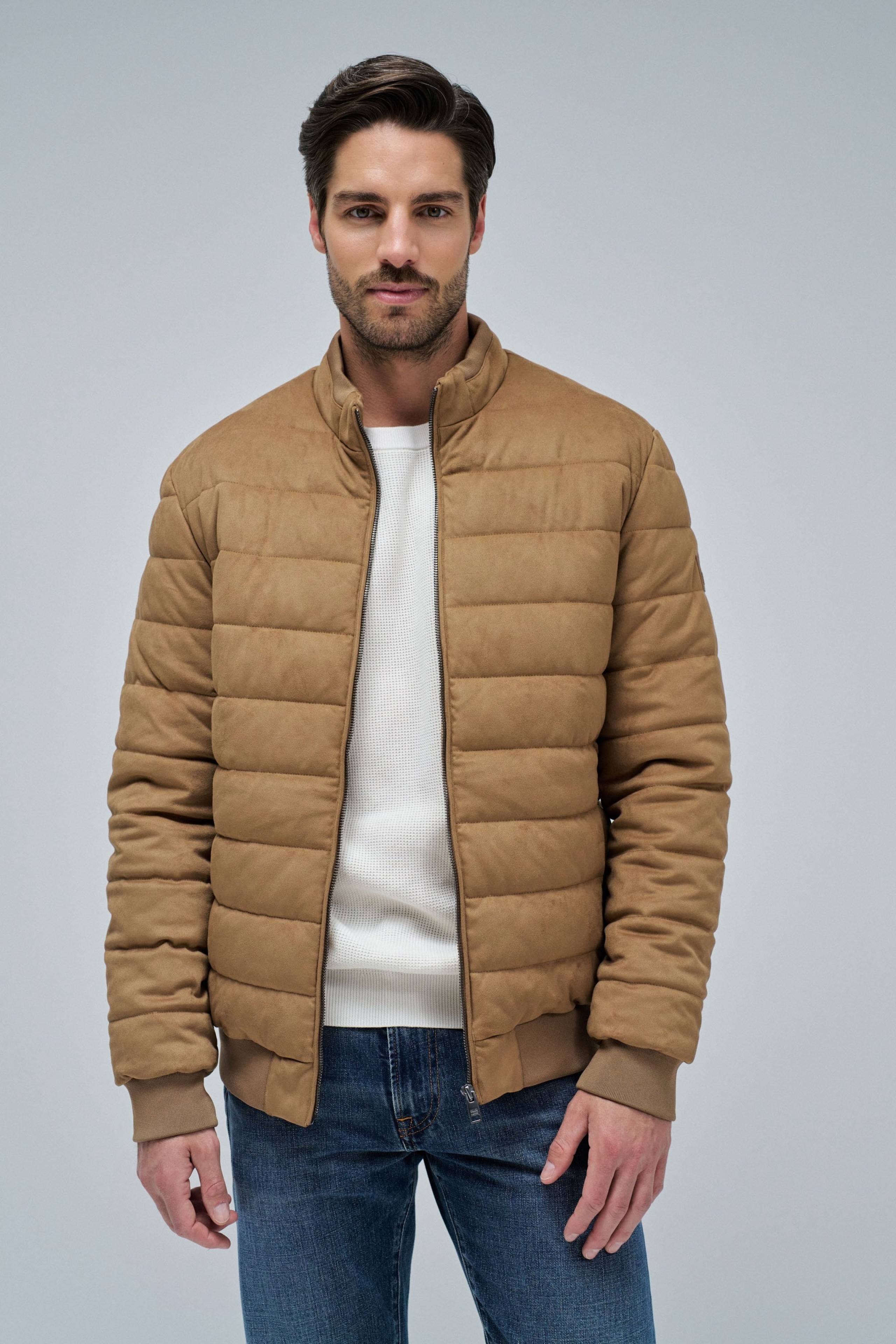 CASACO PUFFER EM SUEDE