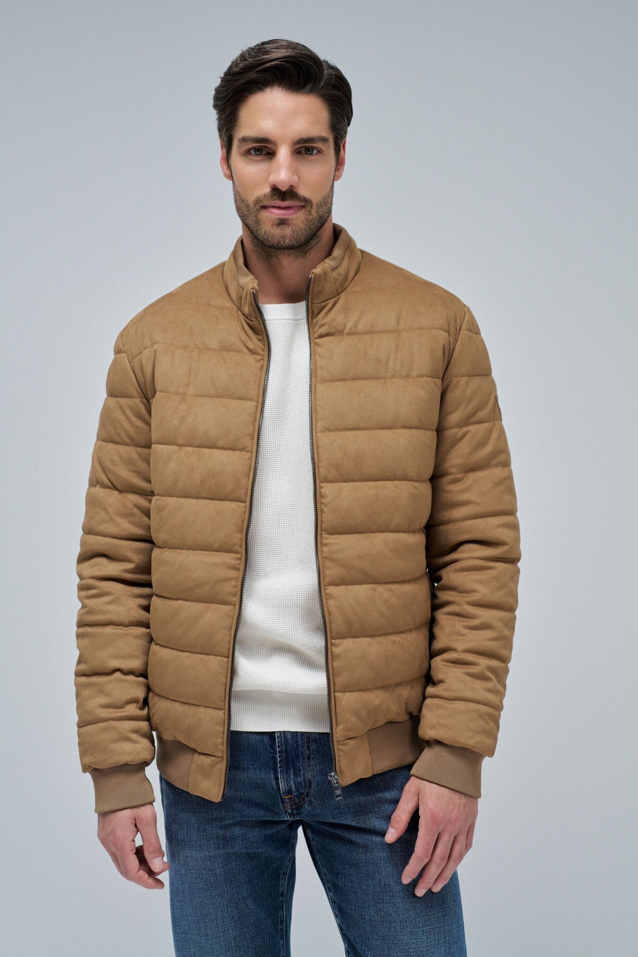 CASACO PUFFER EM SUEDE
