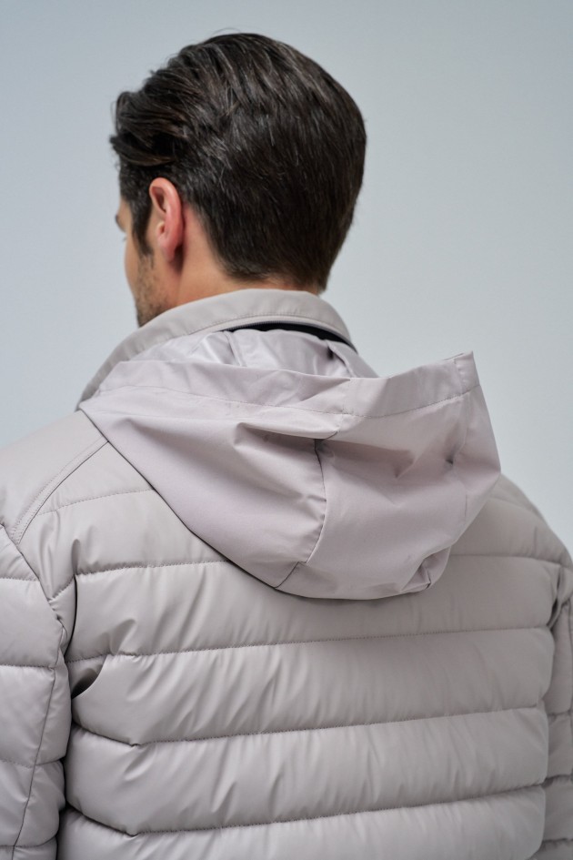 PUFFER JACKE LEDEREFFEKT