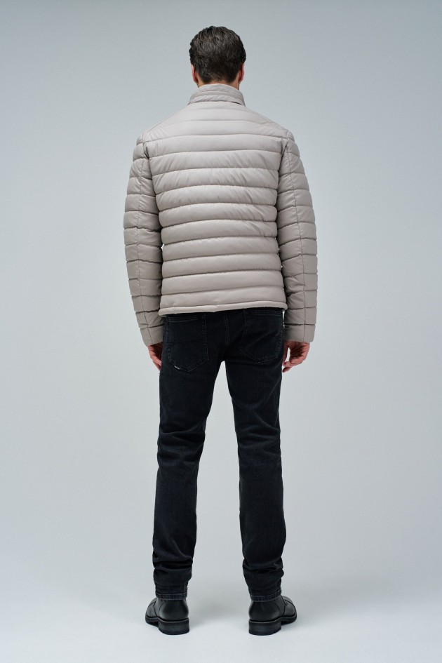 PUFFER JACKE LEDEREFFEKT