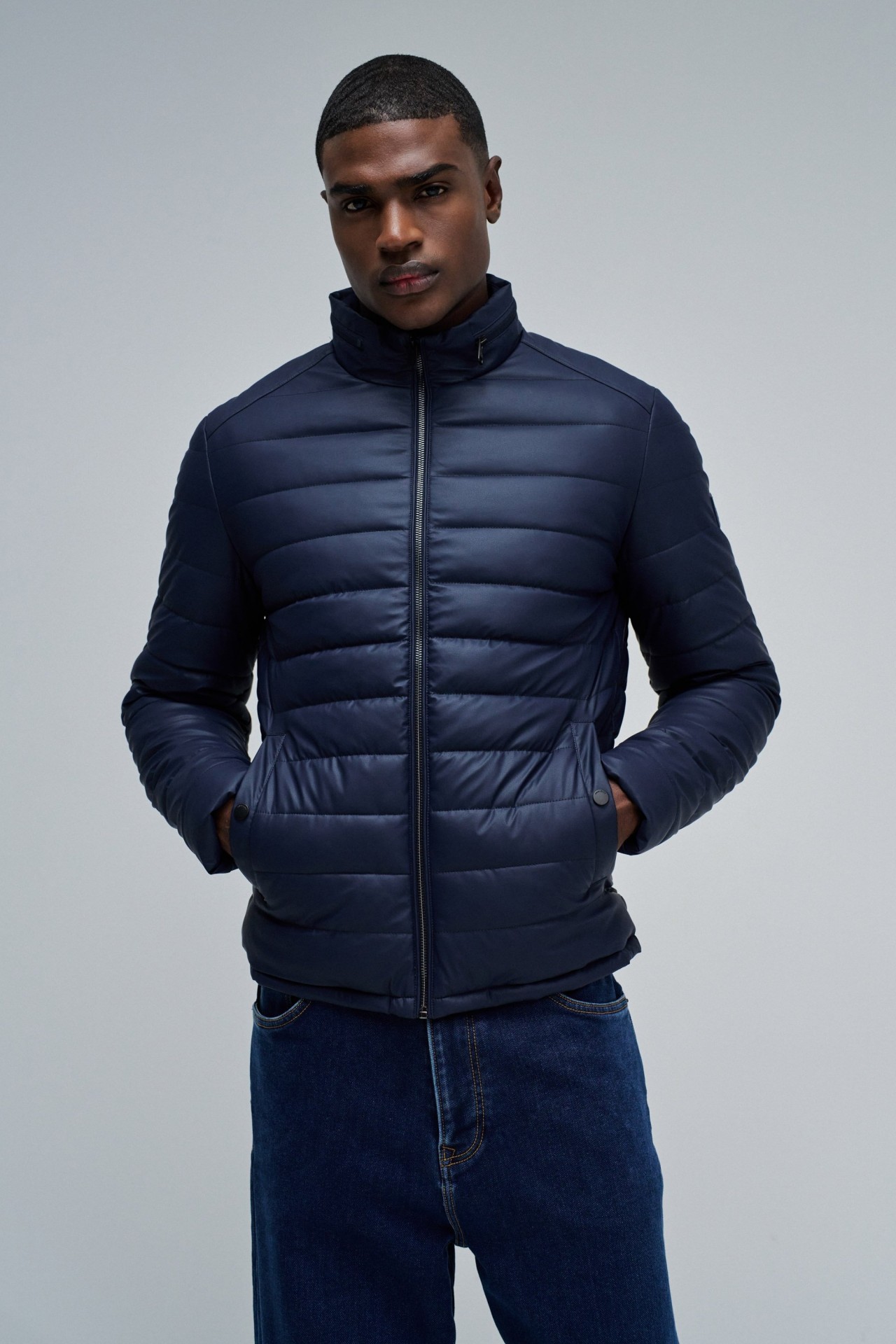 PUFFER JACKET LEATHER EFFECT