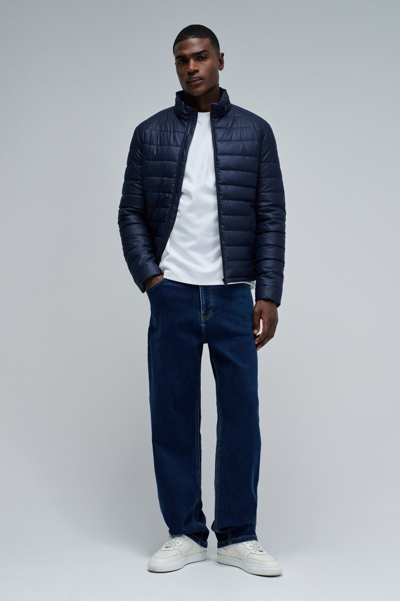 PUFFER JACKET LEATHER EFFECT
