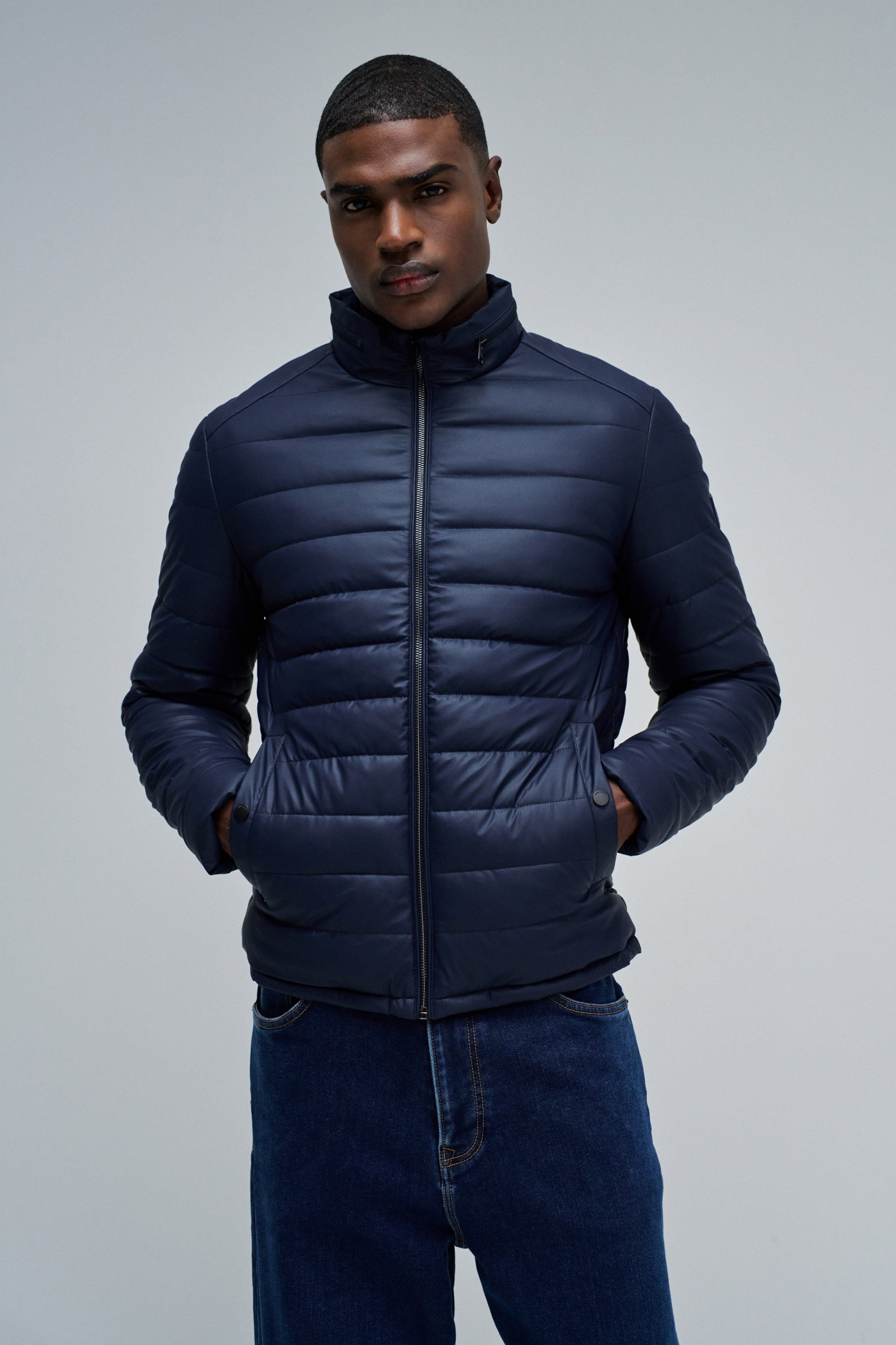 PUFFER JACKET LEATHER EFFECT