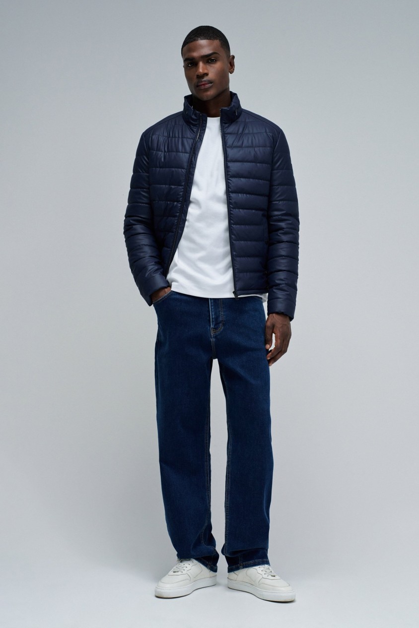 PUFFER JACKE LEDER-EFFEKT