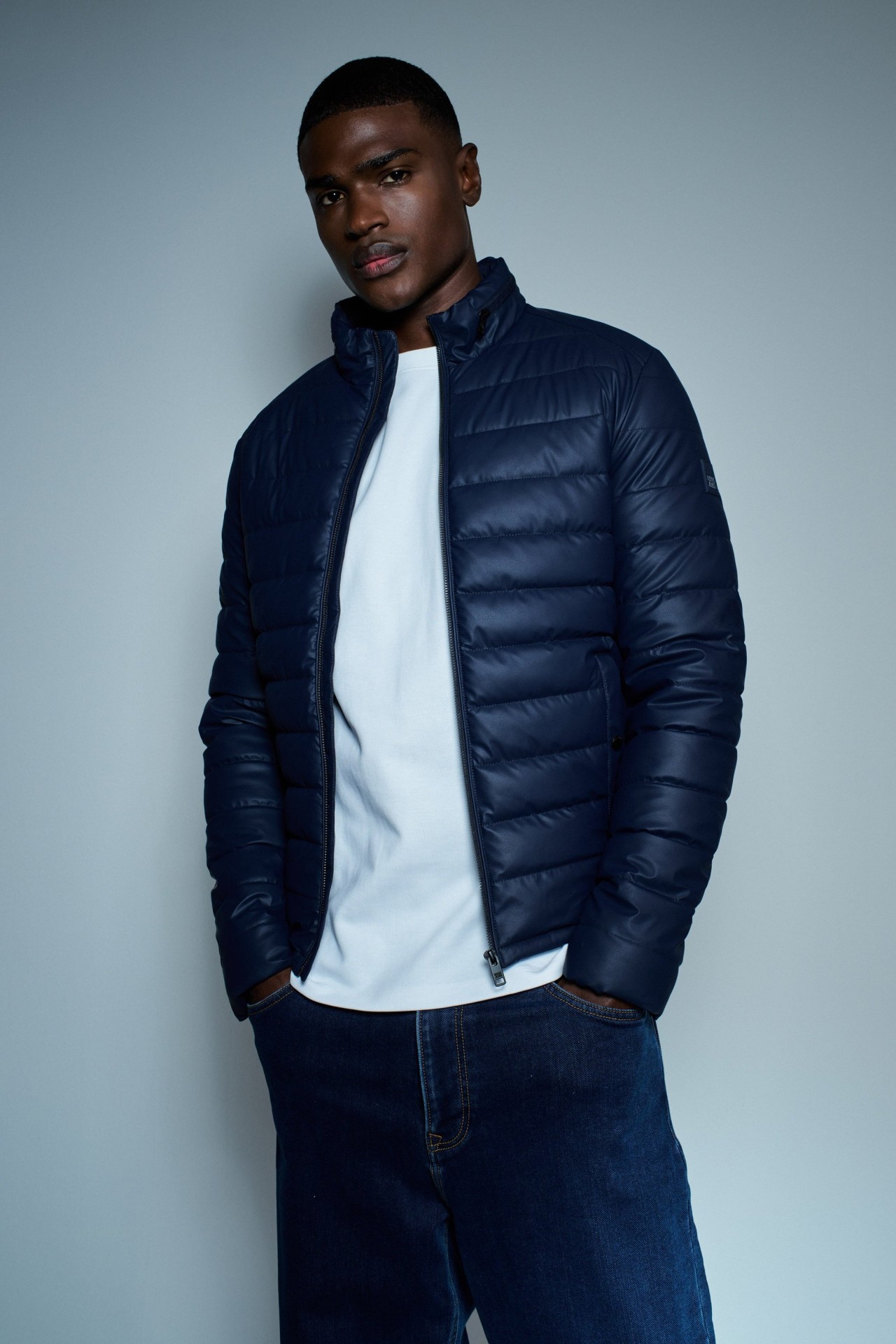 PUFFER JACKET LEATHER EFFECT