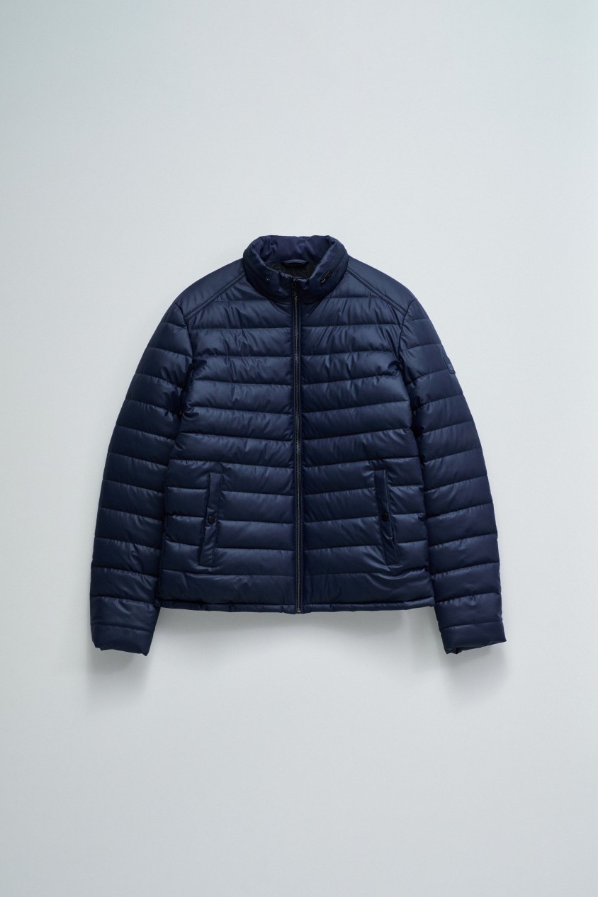PUFFER JACKE LEDER-EFFEKT