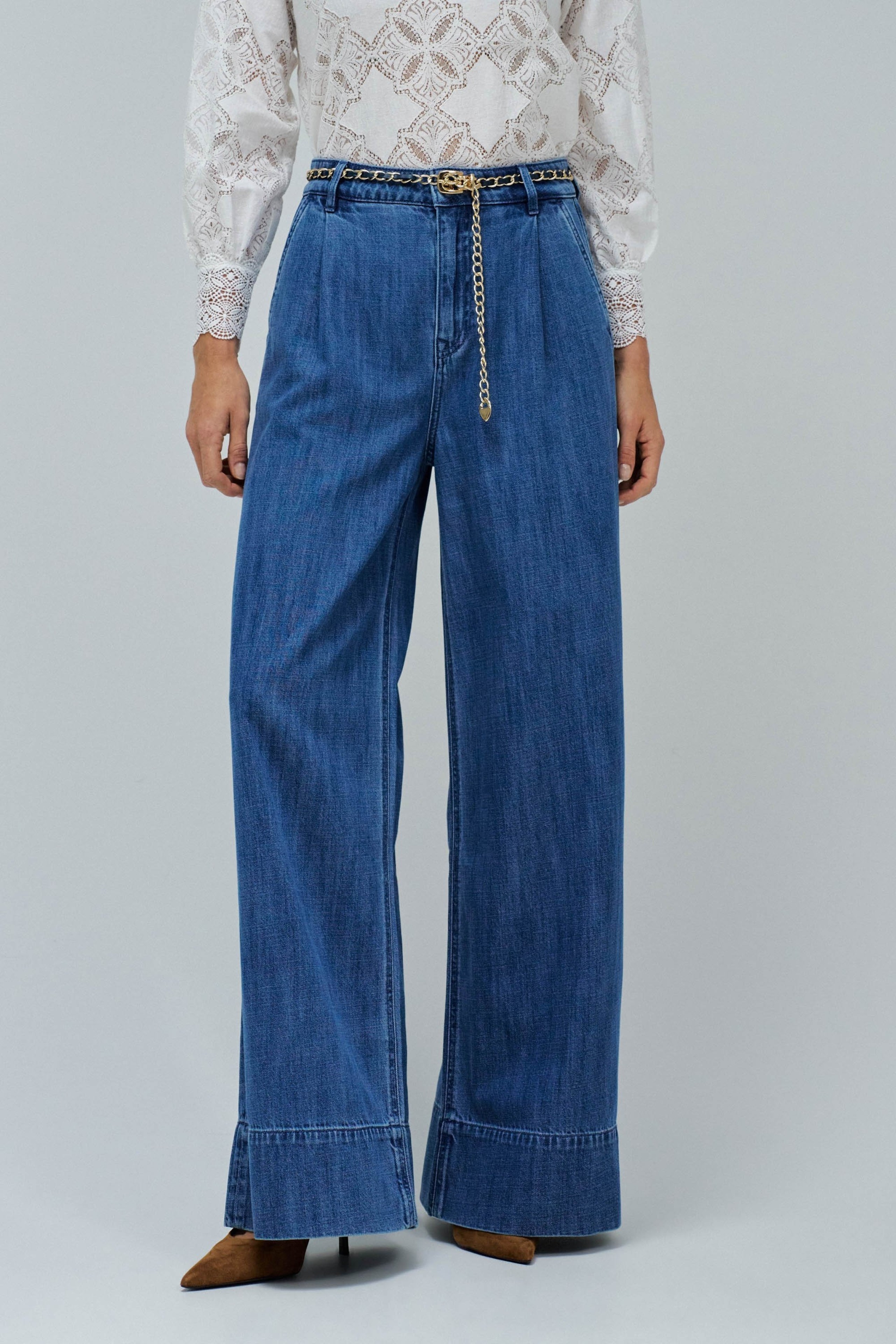 PANTALONES PALAZZO EN LIGHTDENIM