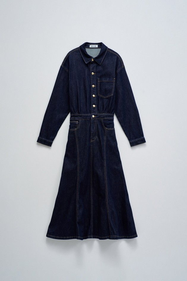VESTIDO MIDI EN VAQUERA