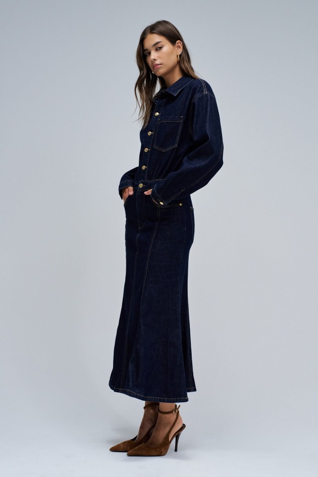 VESTIDO MIDI EN VAQUERA