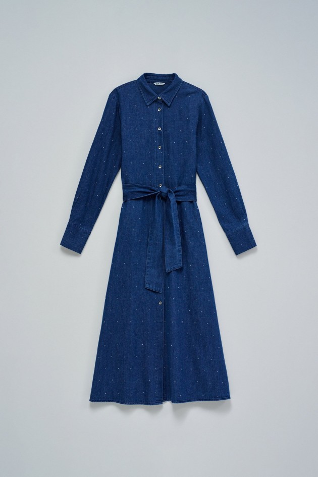 SHIRT DRESS IN DENIM WITH SPARKLES