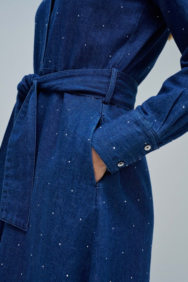 SHIRT DRESS IN DENIM WITH SPARKLES