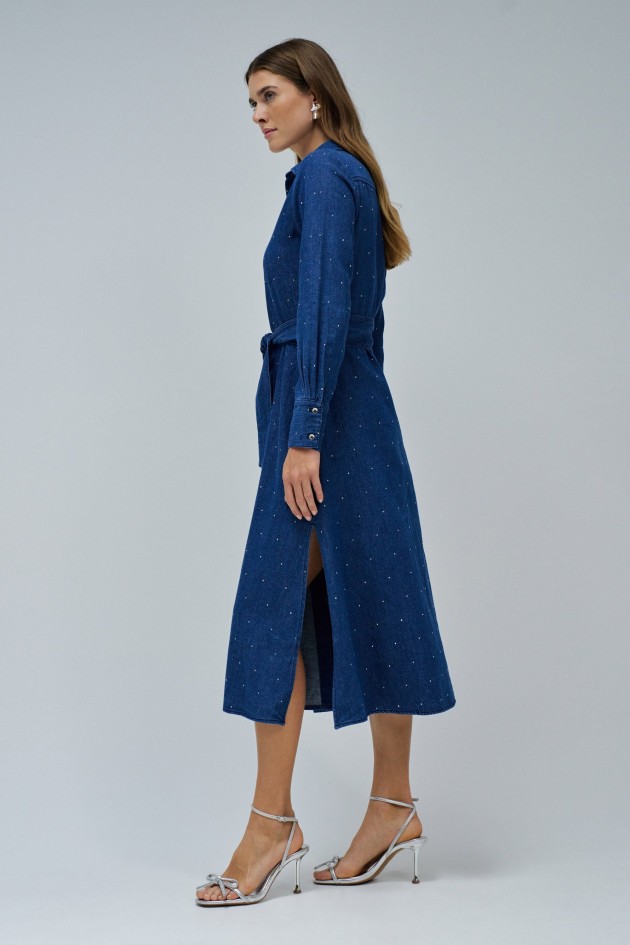 SHIRT DRESS IN DENIM WITH SPARKLES