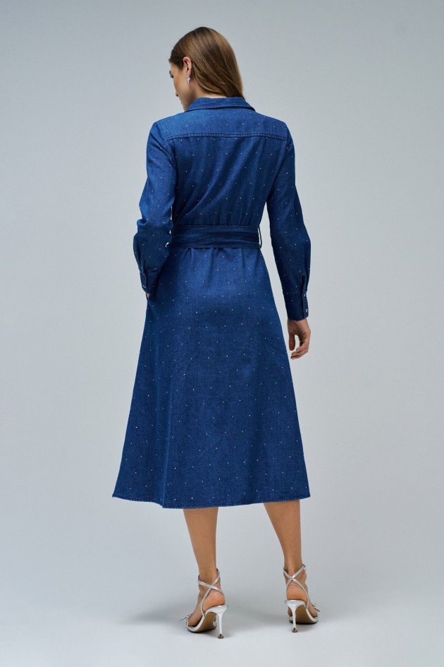 SHIRT DRESS IN DENIM WITH SPARKLES