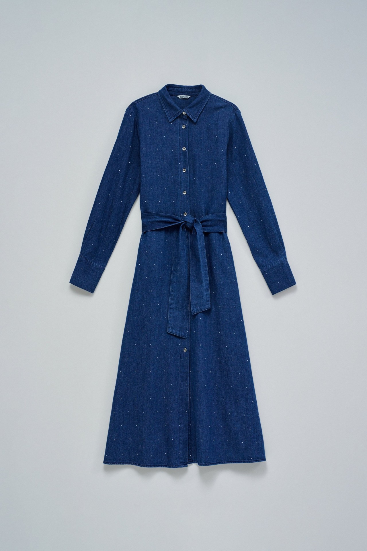 SHIRT DRESS IN DENIM WITH SPARKLES