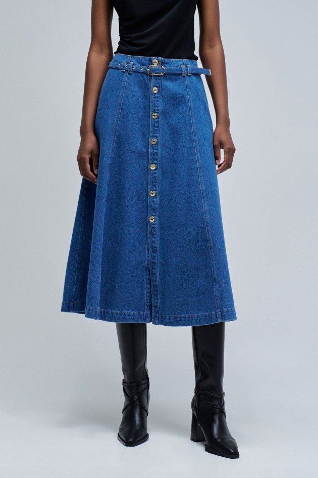 FALDA MIDI VAQUERA