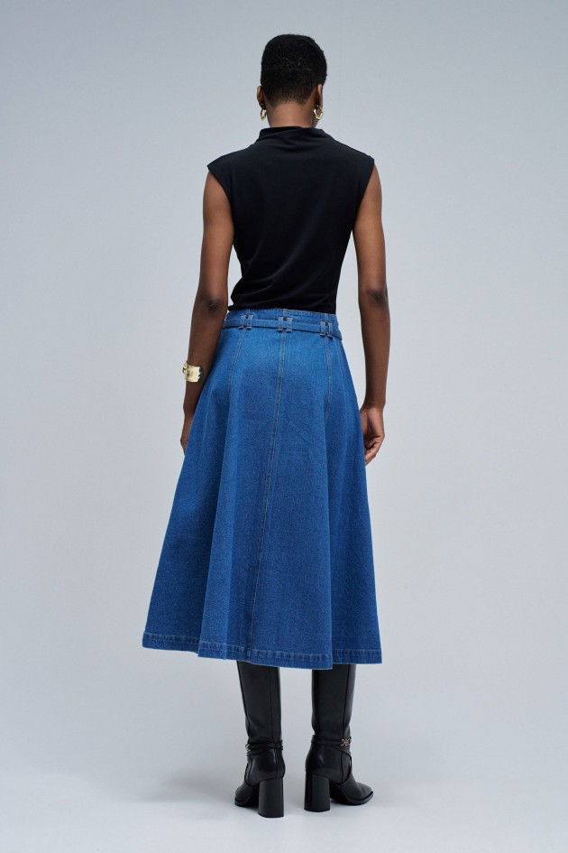 JUPE MIDI EN JEAN