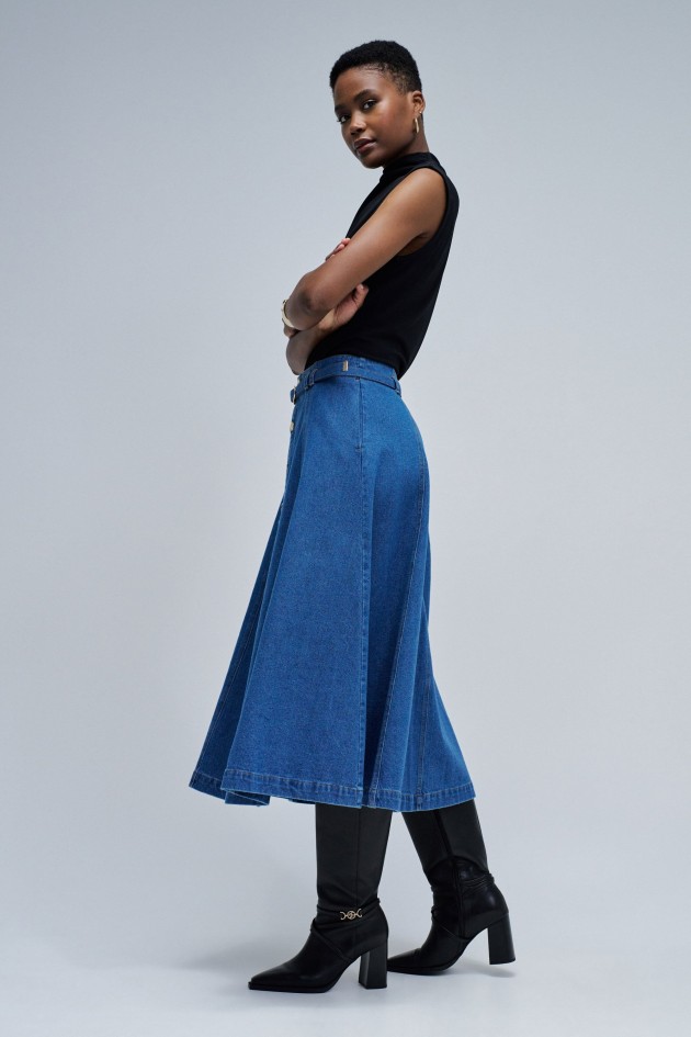 JUPE MIDI EN JEAN