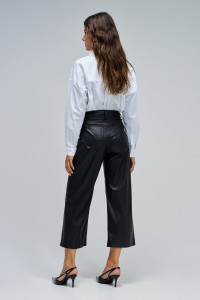 TRUE CROPPED WIDE LEATHER EFFECT JEANS