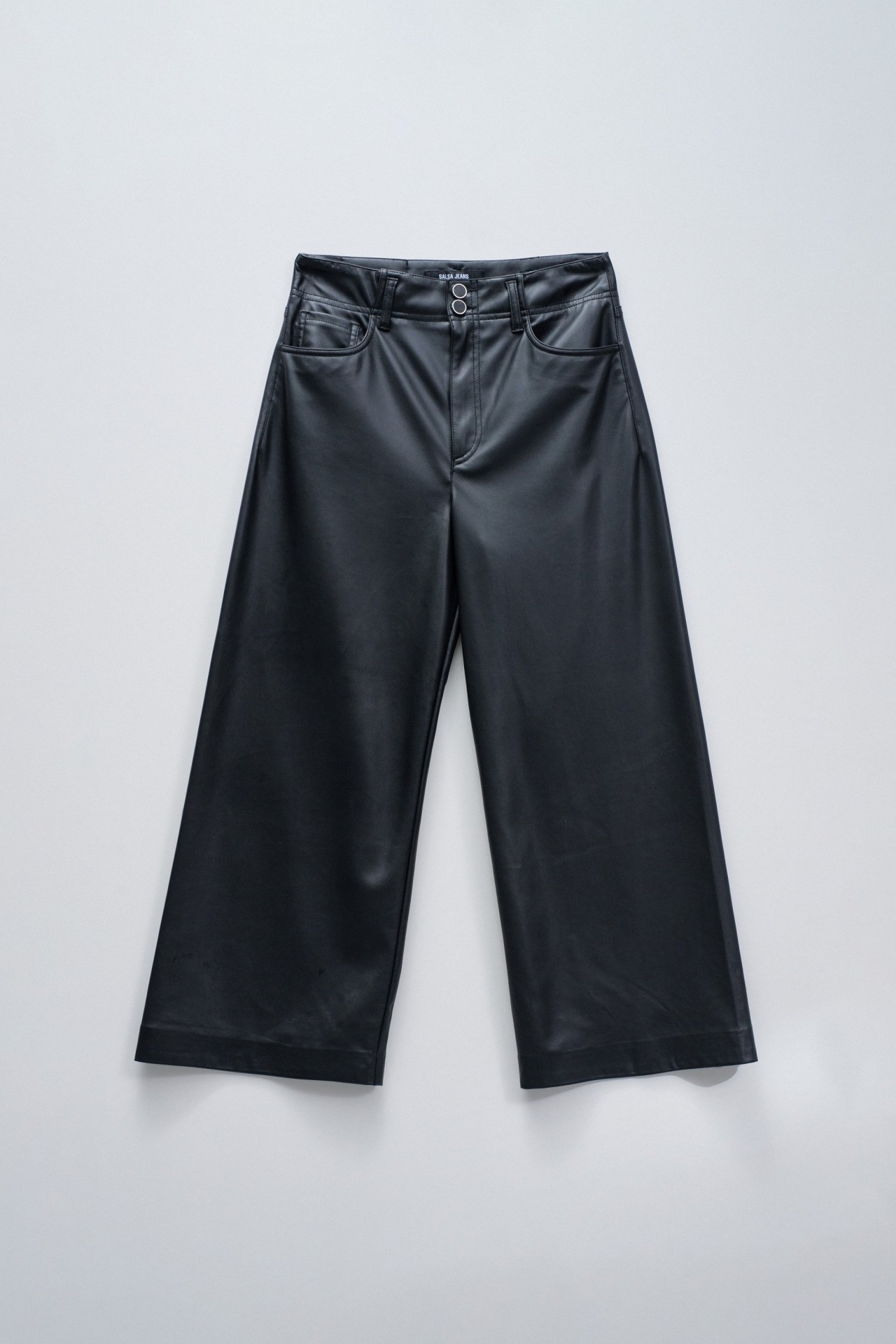 TRUE CROPPED WIDE LEATHER EFFECT JEANS