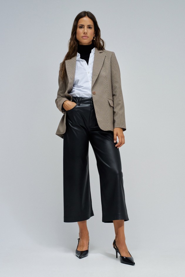 TRUE CROPPED WIDE LEATHER EFFECT JEANS