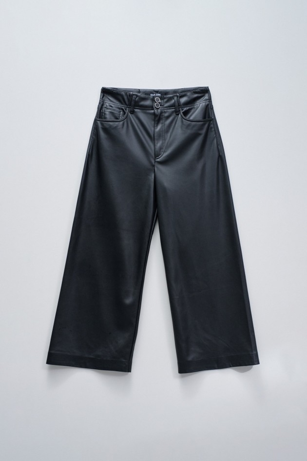 TRUE CROPPED WIDE LEATHER EFFECT JEANS