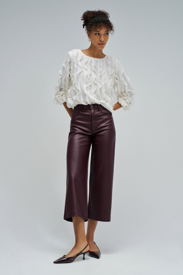 JEANS TRUE CROPPED WIDE EFEITO PELE