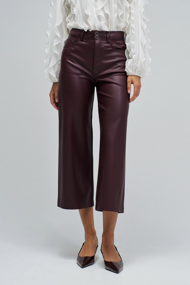 TRUE CROPPED WIDE LEATHER EFFECT JEANS