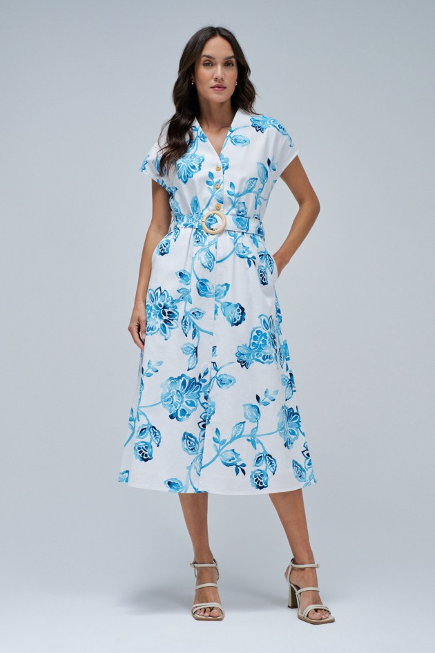 SHIRT DRESS WITH FLORAL PRINT
