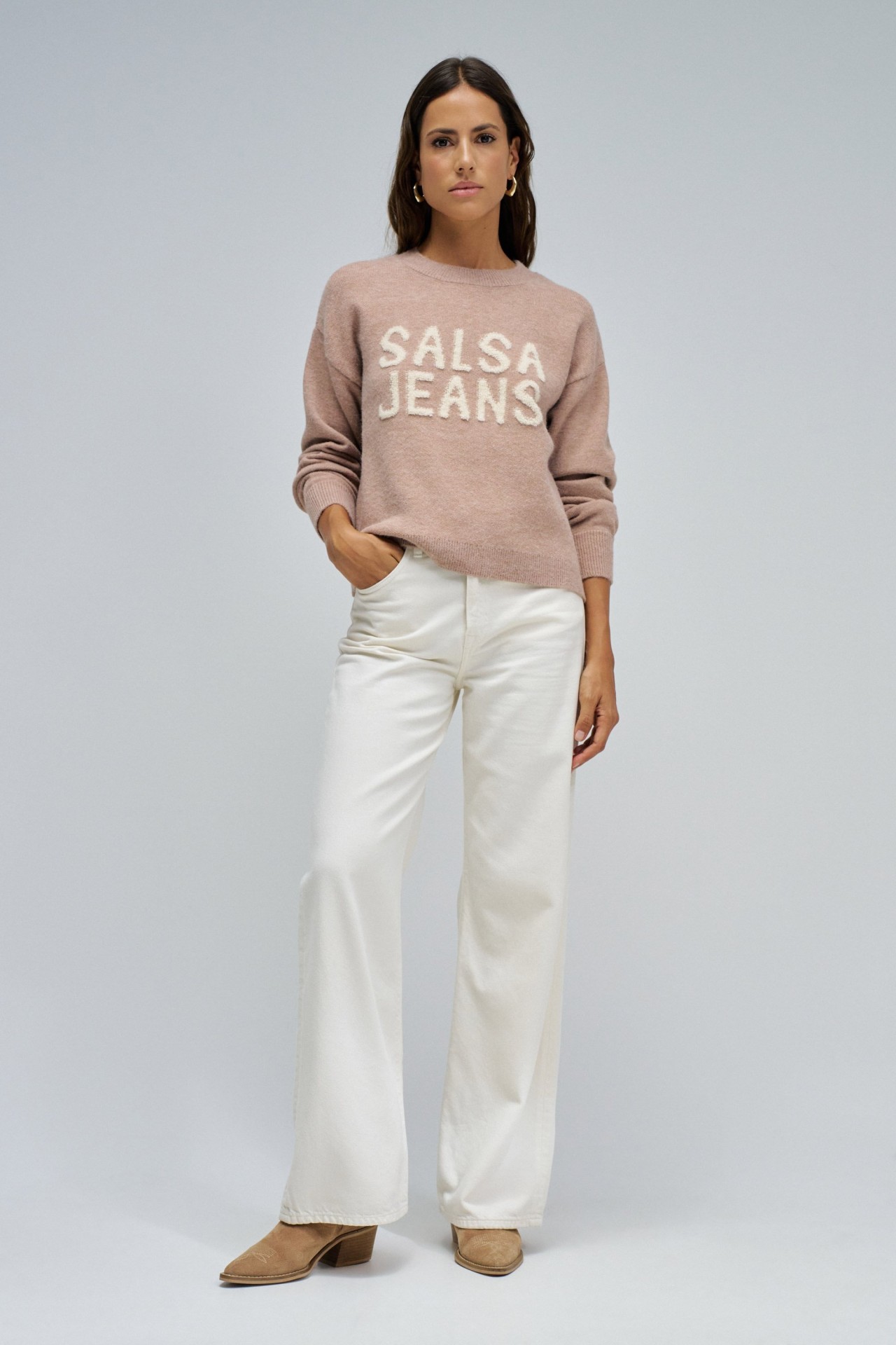 KNIT SWEATER WITH BRADING