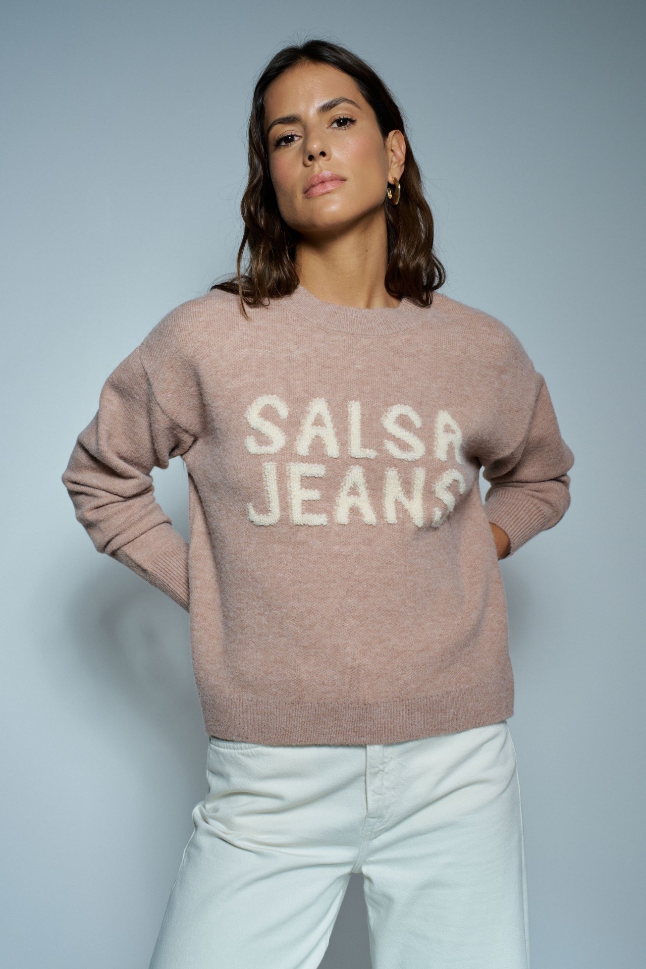 KNIT SWEATER WITH BRADING