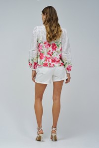 BLOUSE JACQUARD AVEC IMPRIM� FLORAL