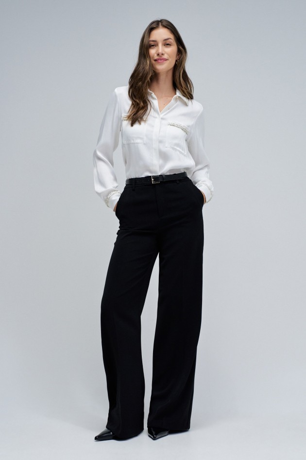 SATIN SHIRT IN TWEED