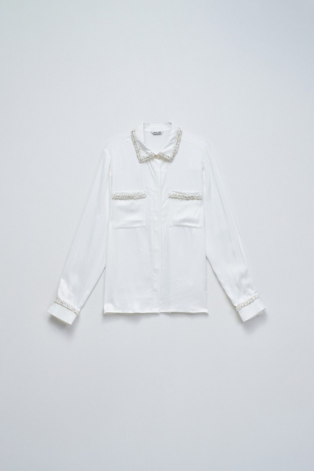 SATIN SHIRT IN TWEED