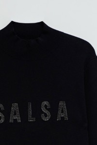 RIBBED KNIT SWEATER WITH BRANDING